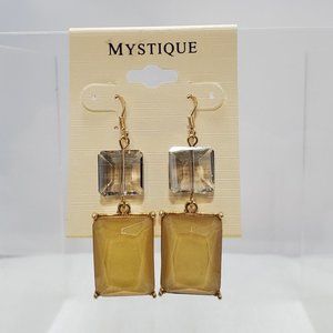 Mystique gold champagne dangle fish hook earring
